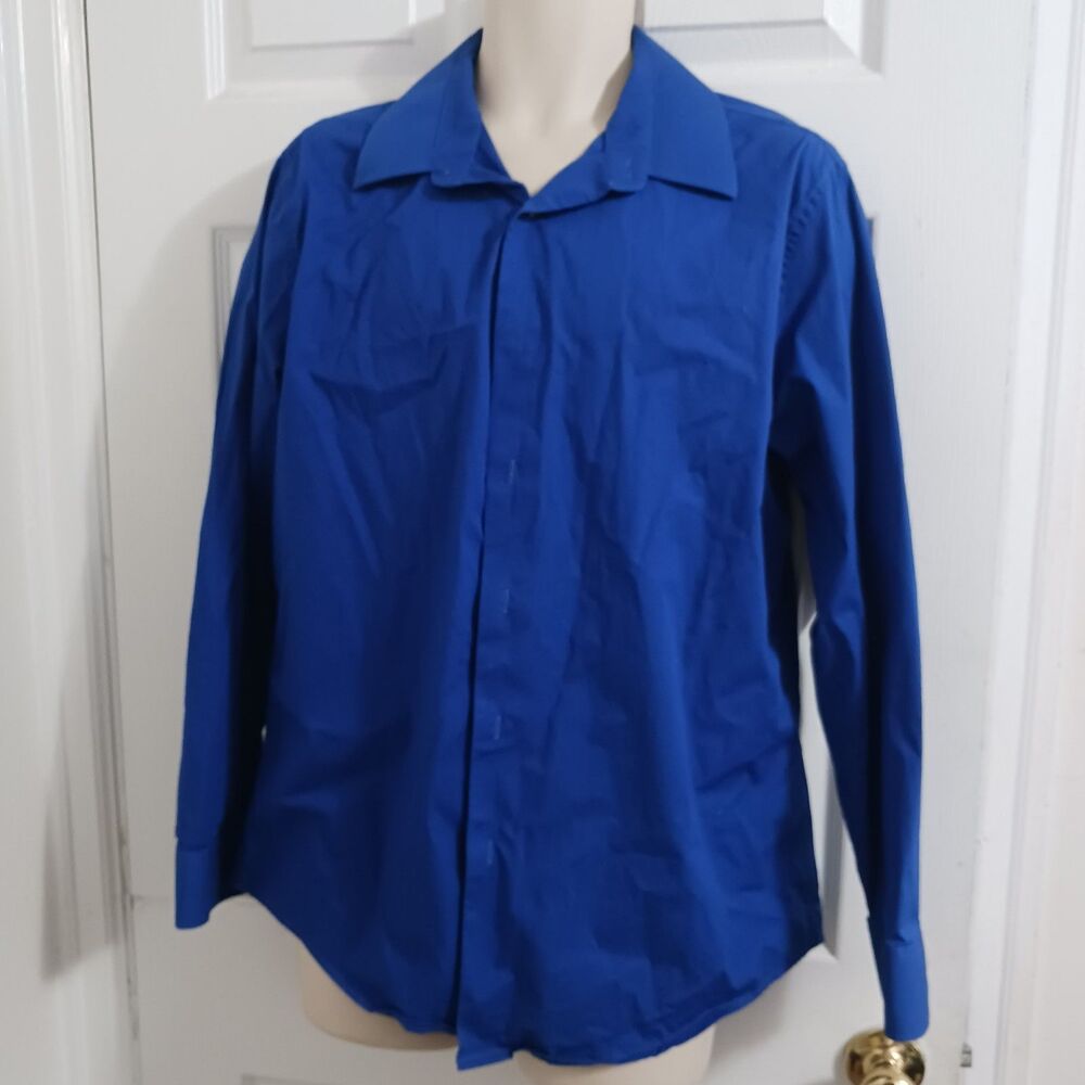 Mens Structure Dress Shirt Blue Long Sleeve Slim Fit XL 17-17.5 34/35 Y2k
